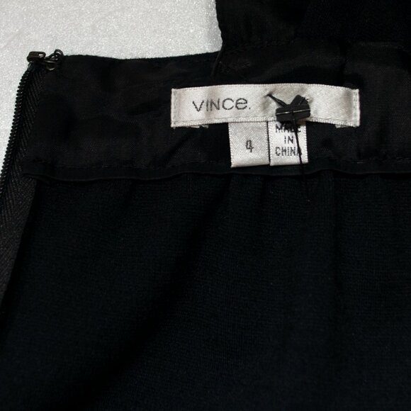 Vince Wool Blend Shift Dress 4 Black Square Neck Pockets Minimalist Casual AA03X - Picture 4 of 5